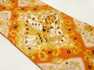 アンティーク 花鳥更紗模様織出し袋帯(着用可)